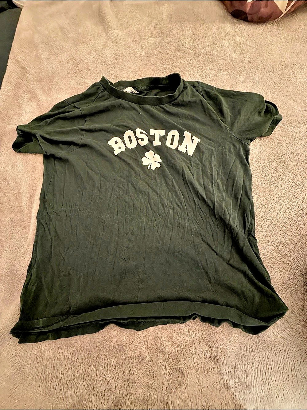 Primark Boston Graphic Tee Green & White Small